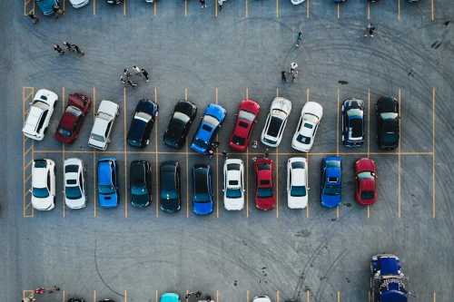 Parking lot with cars